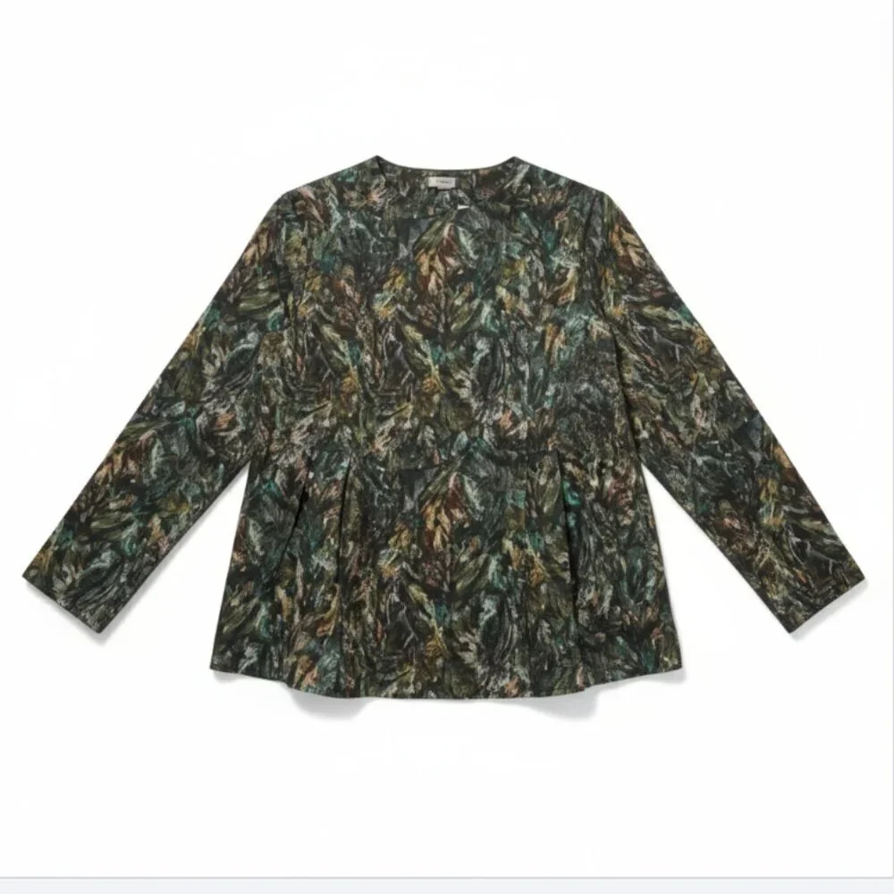 Tuchinda Girls Blouse Size 16 Long Sleeves Green Brown Earthy Modest Button Back